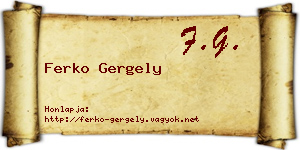 Ferko Gergely névjegykártya